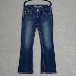 Wallflower Bootcut Low Rise Jeans Sz 11 Decorative Stitching Factory Fading